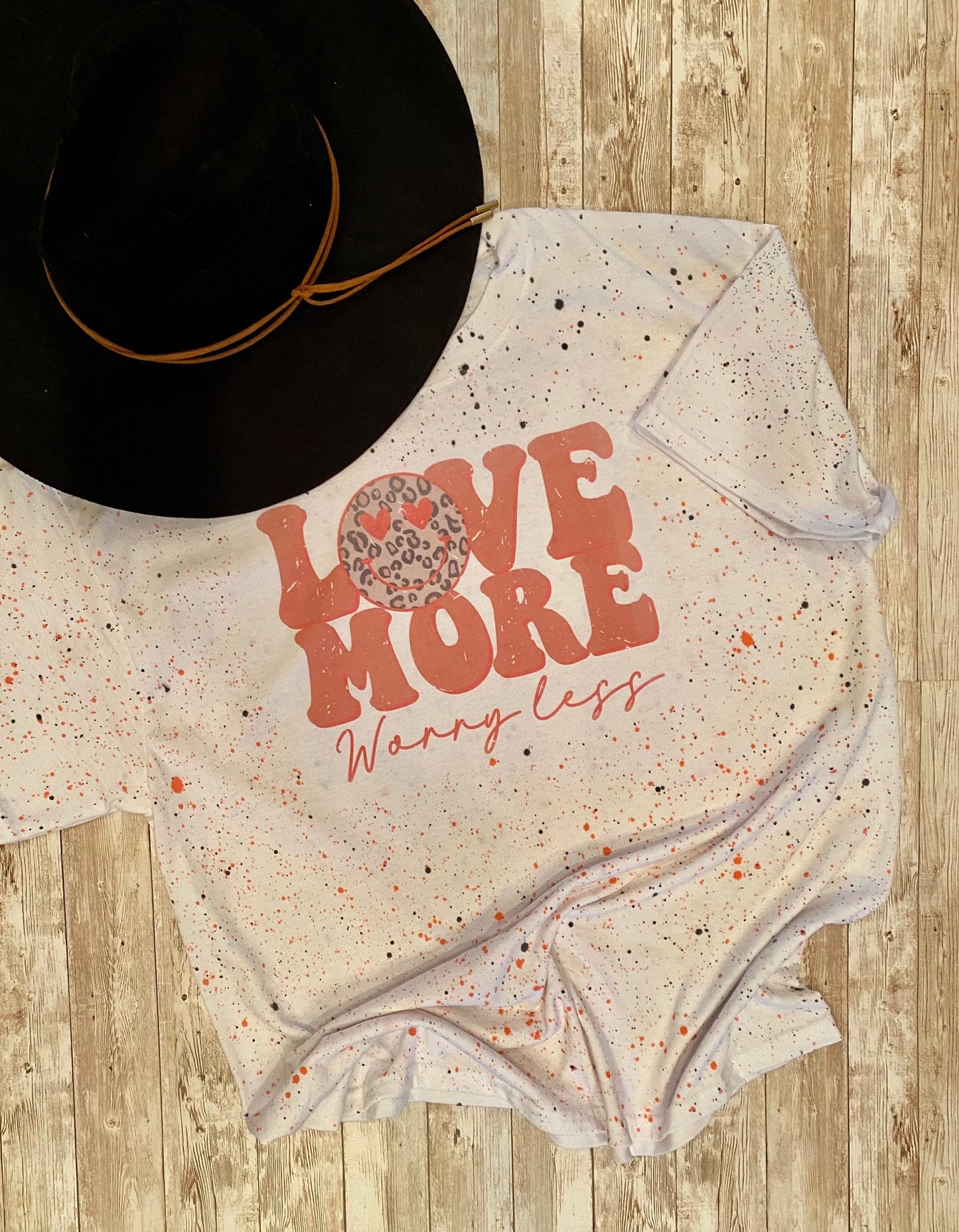 Love More Worry Less Splatter Tee